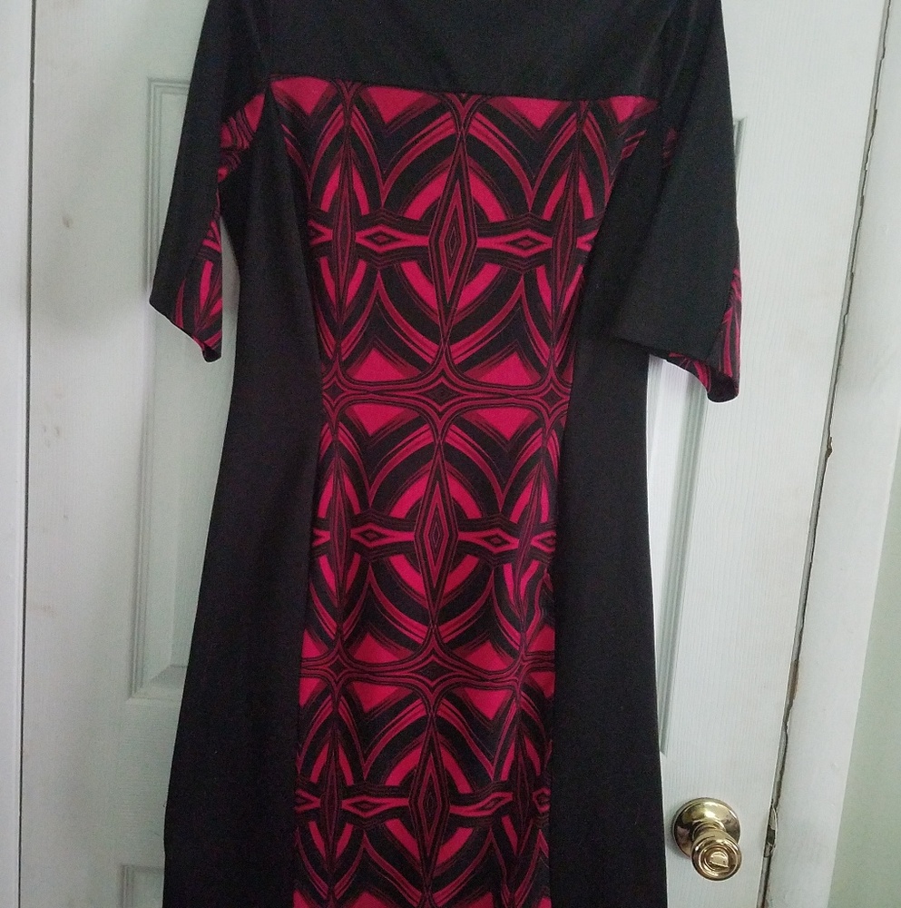 Danny & Nicole magenta and black shift dress sz 14